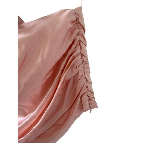 Retrofête Rylie Silk-Blend One Shoulder Crop Top Women’s Blush Pink Size Small - Picture 6 of 10